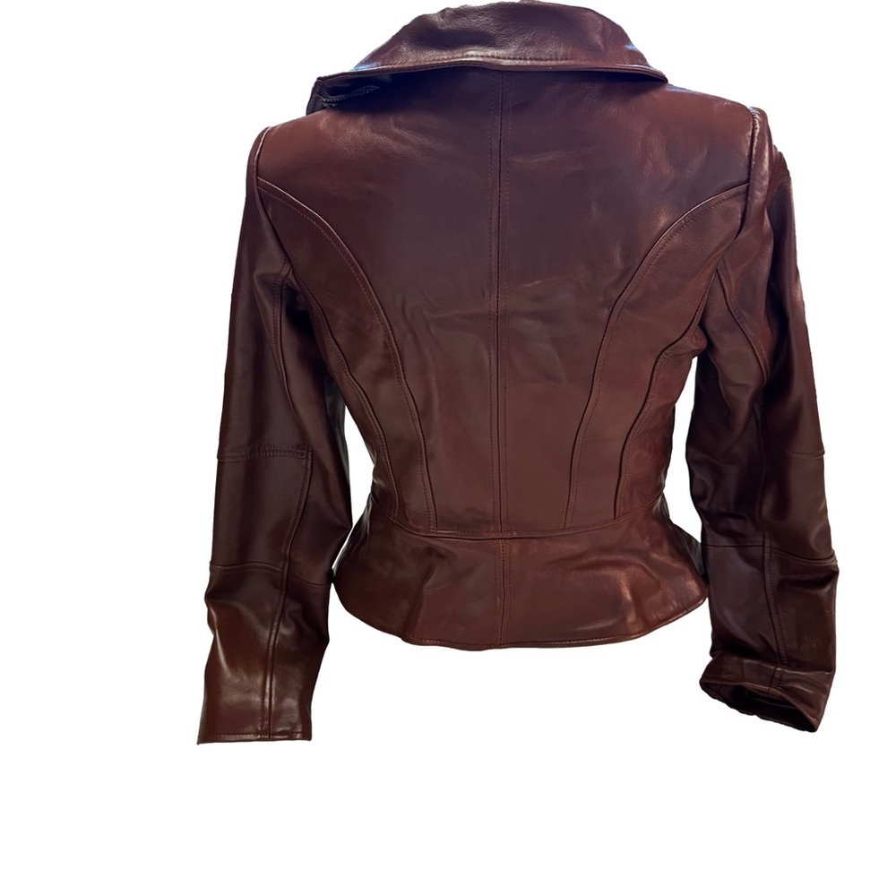 G.I.L.I. Leather Jacket with Zipper Details Size 4 British Tan NWT - Picture 3 of 16